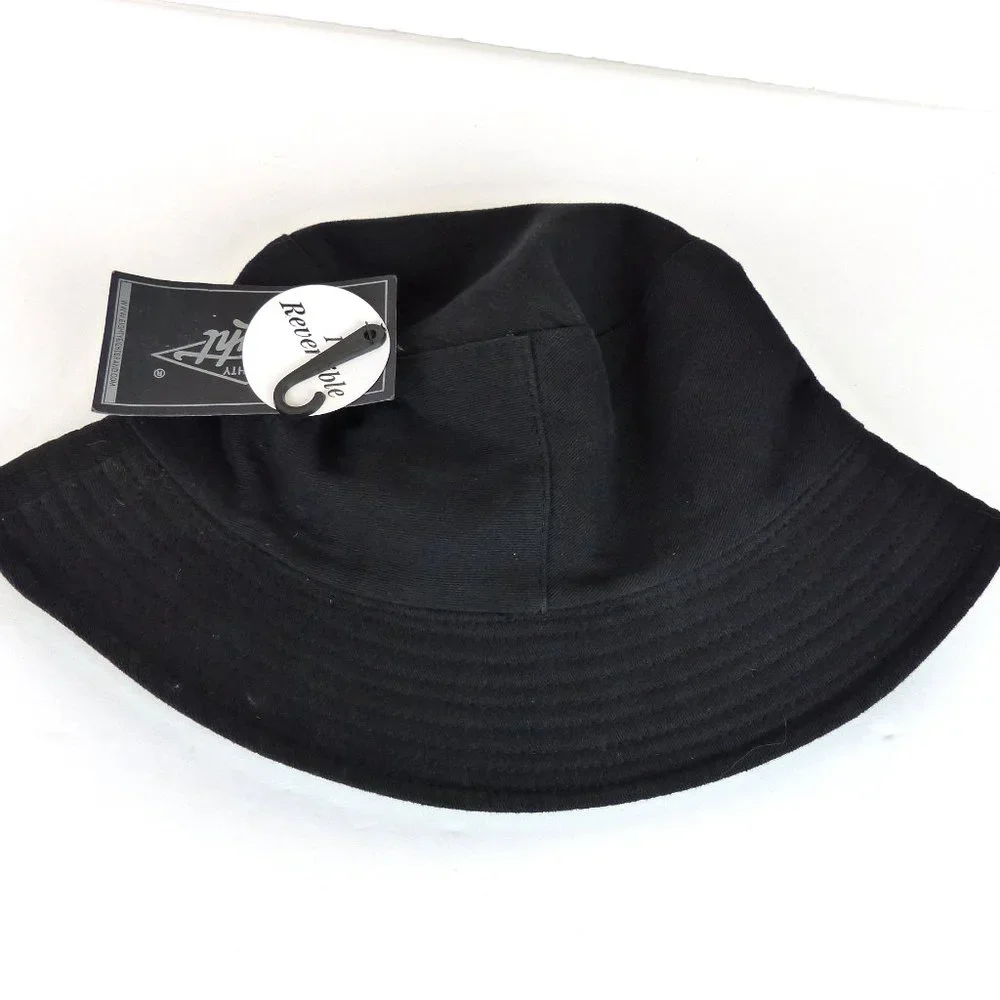 Eighty Eight Embroidered Melting Face Bucket Hat Adult One Size Black Reversible